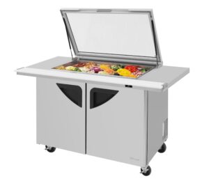 Turbo Air TST-48SD-18-E-N-GL 72″ Mega Top Sandwich/Salad Prep Table w/ 2 Doors, 18 Pans