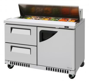 Turbo Air TST-48SD-D2R(L)-FB-N 48″ Sandwich / Salad Prep Table w/ 2 Drawers & 1 Door, 12 Pans