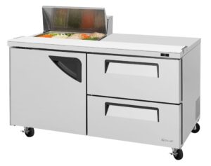 Turbo Air PST-60-24-D2R(L)-FB-N 60″ Mega Top Sandwich Prep Table w/ 2 Drawers & 1 Door, 24 Pans