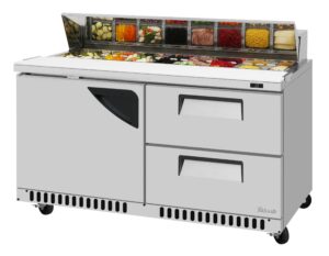 Turbo Air TST-60SD-D2R(L)-FB-N 60″ Sandwich / Salad Prep Table w/ 2 Drawers & 1 Door, 16 Pans