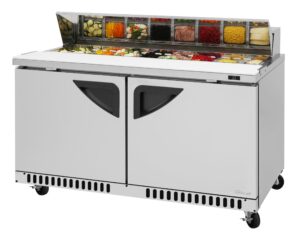 Turbo Air TST-60SD-FB-N 60″ Two Section Sandwich / Salad Prep Table w/ 2 Doors, 16 Pans
