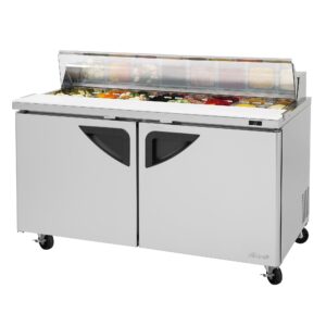 Turbo Air TST-60SD-08S-N-CL 60″ Two Section Sandwich / Salad Prep Table w/ 2 Doors, 8 Pans