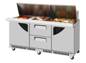 Turbo Air TST-72SD-30-LD2R-FB-N 72″ Mega Top Sandwich/Salad Prep Table w/ 2 Drawers & 2 Doors