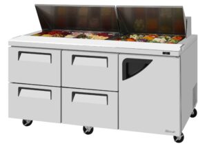 Turbo Air TST-72SD-D4R-N 72″ Sandwich / Salad Prep Table w/ 4 Drawers & 1 Door, 18 Pans