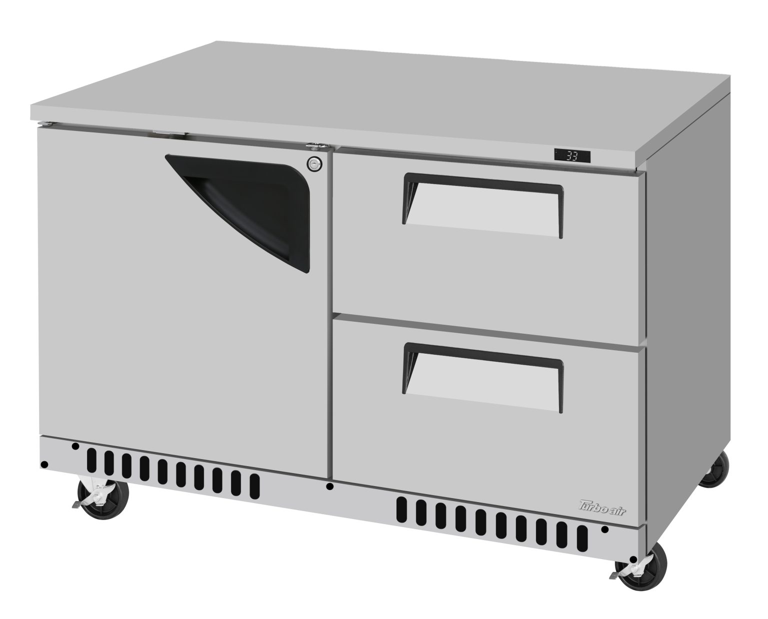 Turbo Air TUR-48SD-D2R(L)-FB-N 48" 2-Section Undercounter Refrigerator w/ 2 Drawers & 1 Door - Image 1