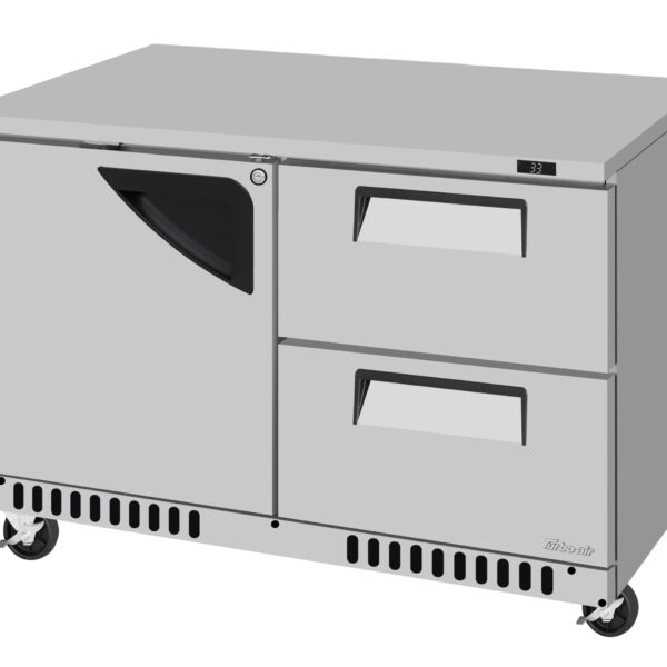 Turbo Air TUR-48SD-D2R(L)-FB-N 48" 2-Section Undercounter Refrigerator w/ 2 Drawers & 1 Door