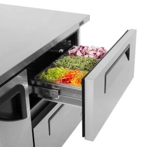 Turbo Air TUR-60SD-D2-N 60″ 2-Section Undercounter Refrigerator w/ 2 Drawers & 1 Door