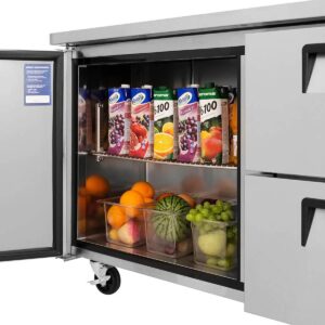 Turbo Air TUR-60SD-D2-N 60″ 2-Section Undercounter Refrigerator w/ 2 Drawers & 1 Door