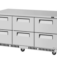 Turbo Air TUR-72SD-D6-FB-N 72" 3-Section Undercounter Refrigerator w/ 6 Drawers, 17.6 cu. ft.
