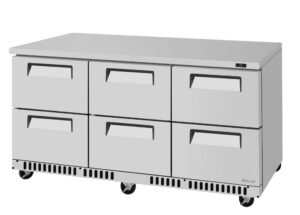 Turbo Air TUR-72SD-D6-FB-N 72″ 3-Section Undercounter Refrigerator w/ 6 Drawers, 17.6 cu. ft.