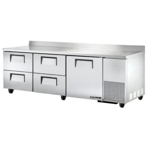 True TWT-93D-4-HC 93″ Worktop Refrigerator w/ (3) Sections & (4) Drawers, 115v