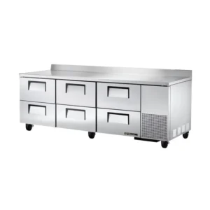 True TWT-93D-6-HC 93″ Worktop Refrigerator w/ (3) Sections & (6) Drawers, 115v